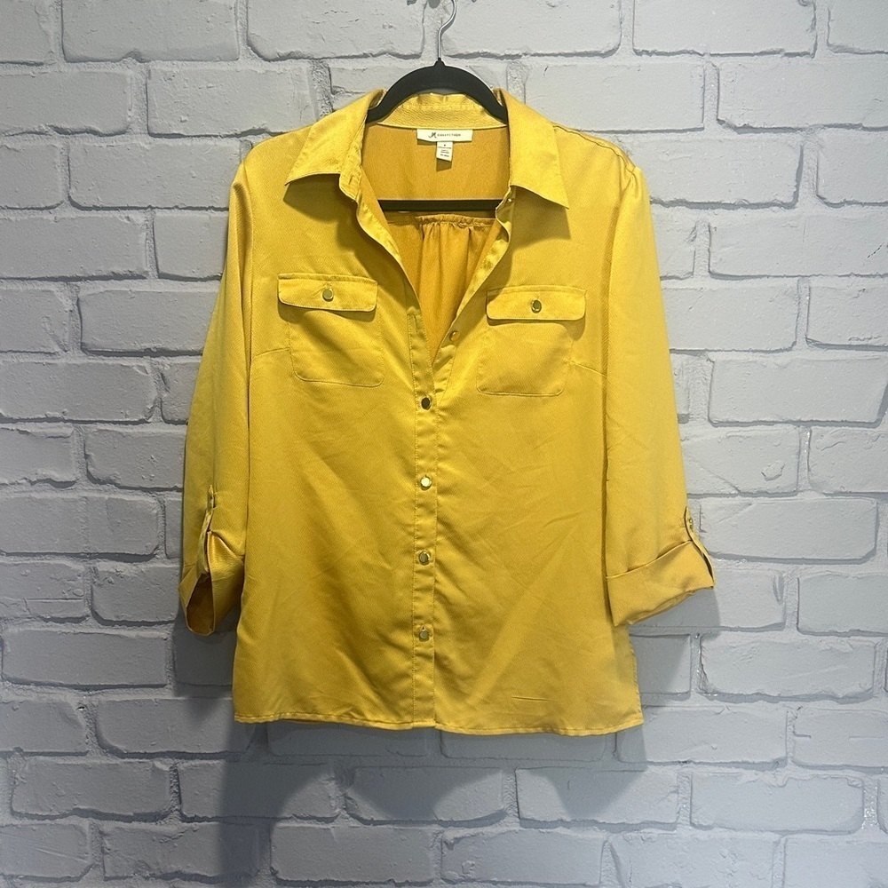 NWOT JM Collection Yellow Button-Down Shirt size 8